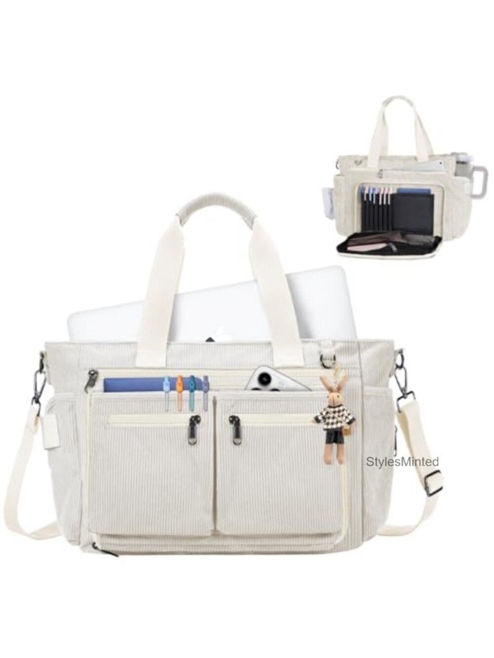 Tiostep Corduroy Messenger Bag 15.6" Laptop Crossbody Travel Bag